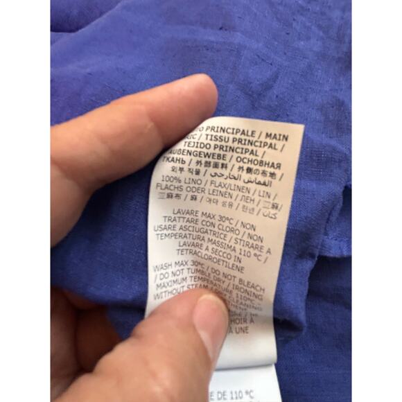 Aspesi Linen Maxi Dress Blue V-Neckline Relaxed Fit Casual Summer Size S Small - Picture 13 of 13